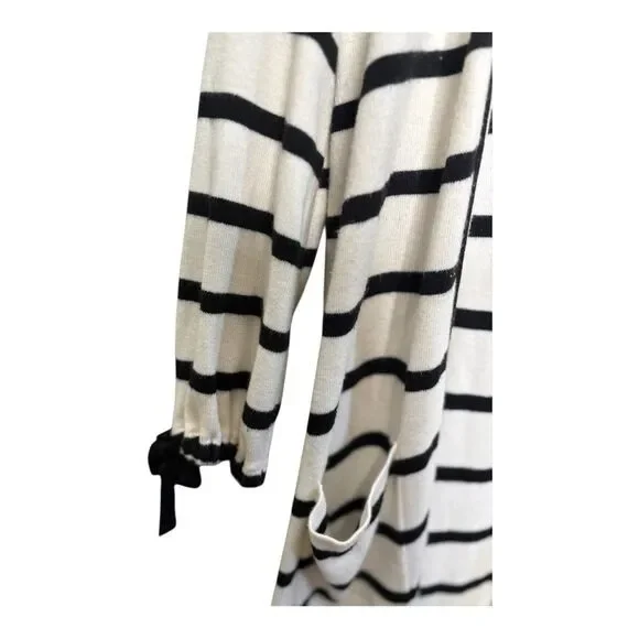 Talbots Oprah collection striped open front cardigan white black size P small - Picture 8 of 8
